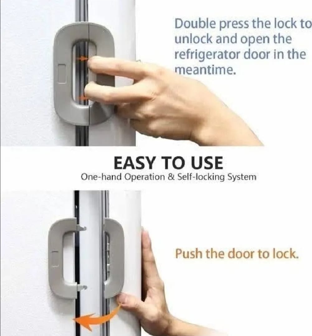 PREMIUM QUALITY Fridge Lock Adhesive Self Locking Refrigerator Door Lock
