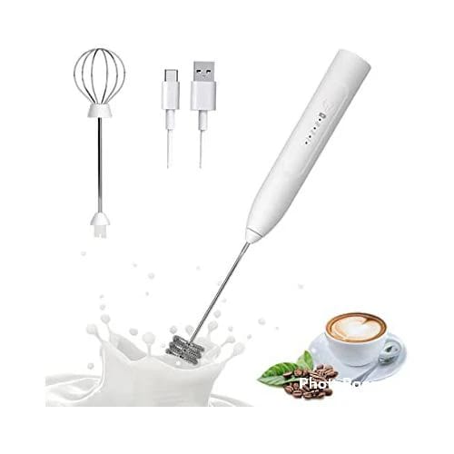 Electric Rechargeable Coffee Beater Electric Milk Drink Coffee Egg Foamer White