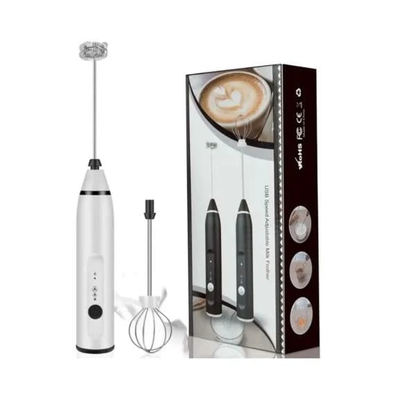 Electric Rechargeable Coffee Beater Electric Milk Drink Coffee Egg Foamer White
