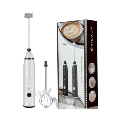 Electric Rechargeable Coffee Beater Electric Milk Drink Coffee Egg Foamer White