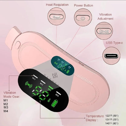Period Cramp Relief Belt- Portable Electric Menstrual Heating Pad with Massager